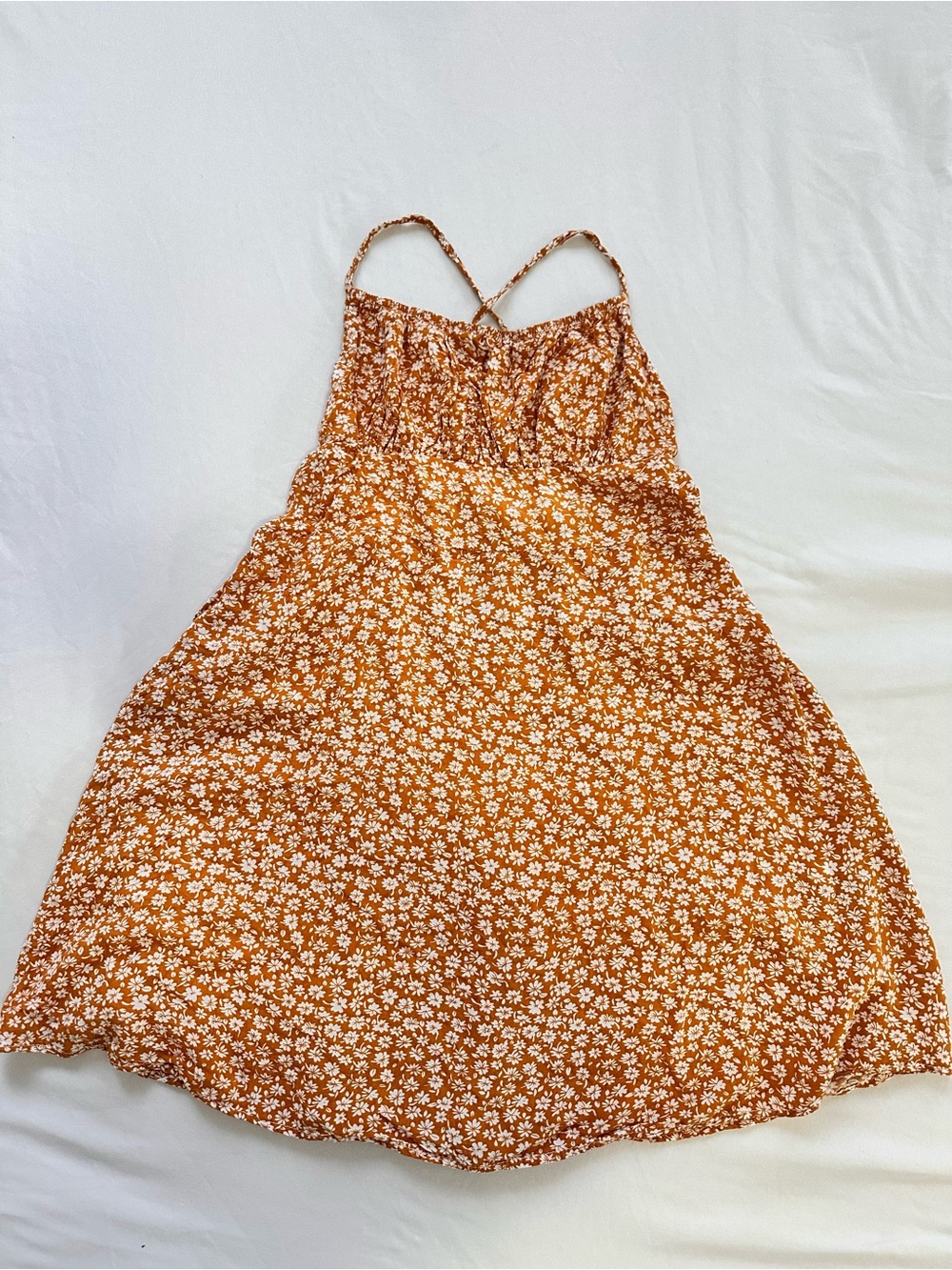 SHEIN Rust Floral Mini Dress with White Blossoms